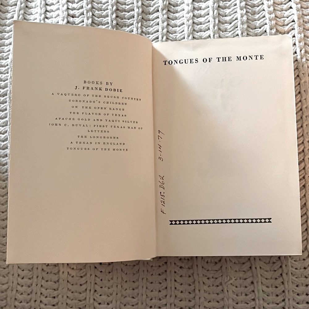 ❤️RARE Book- Tongues of the Monte by J. Frank Dobie Classic Western Literature❤️ - Picture 5 of 15